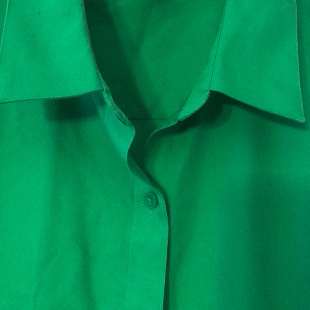 Kelly Green Button Down 3/4 Sleeve Top - Picture 3 of 6